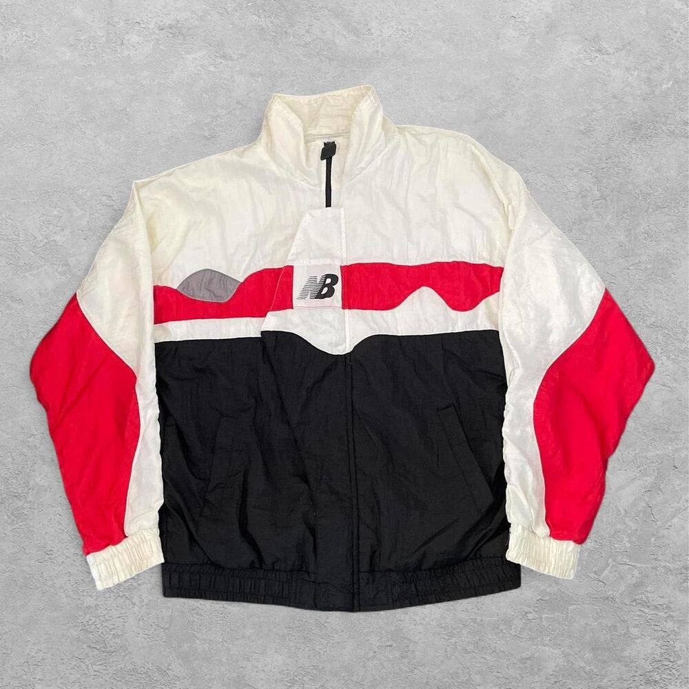 Vintage New Balance Colorblock Nylon Track Jacket XL Big Logo 90s